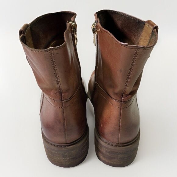 Coach Leather Ankle Boots Women’s Size 8 Brown Zip-Up Logo Turnlock Detail - Picture 3 of 11